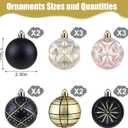 16PCS Christmas Balls Ornaments - 2.36in Black and Gold Christmas Tree Decorations, Shatterproof Hanging Balls for Christmas Xmas Tree Holiday Wreath Decor (Black & Gold)