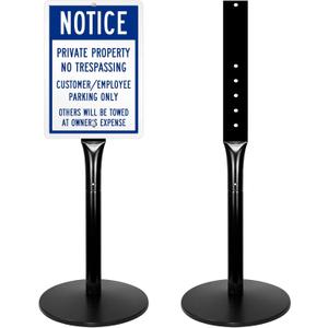 Parking Sign Post 49" Heavy Duty Cast Iron Parking Signs Stand, Movable Sign Stand for Hanging Signs, Black (20lbs, 2Packs)