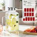 1 Gallon Thickened Glass Pitcher with Lid and Spout, Square Borosilicate Glass Carafe with Handle for Fridge, Extra Large Water Jug for Hot/Cold Drink, Iced Tea, Coffee, Juice, BeverageSilver