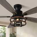 52" Flush Mount Farmhouse Ceiling Fan with Light & Remote Control