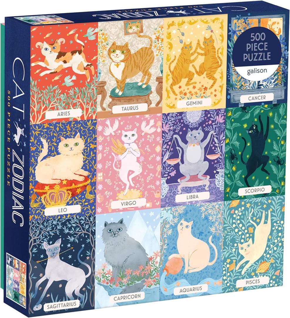 Galison Cat Zodiac 500 Piece Puzzle, Multicolor, 1 EA