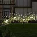 PXBNIUYA 4 Pcs Solar Garden Light Outdoor,175 LED Solar Firework Lights for Yard, 2 Modes IP67 Waterproof Copper Wire DIY Decorative Light, Starburst Lights for Party PatioWarm White