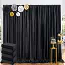 30ft x 10ft Black Backdrop Curtain Panels for Parties, Thick Wrinkle Resistant Polyester Wedding Backdrop Drapes for Birthday Photography Party Home Decorations