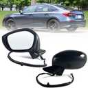 Left Driver side Mirror Fits 2022 2023 2024 2025 HONDA CIVIC Sedan/Hatchback With Power Glass, Manual Folding, Match to Crystal Black Pearl Replace HO1320350 (3 Pins)