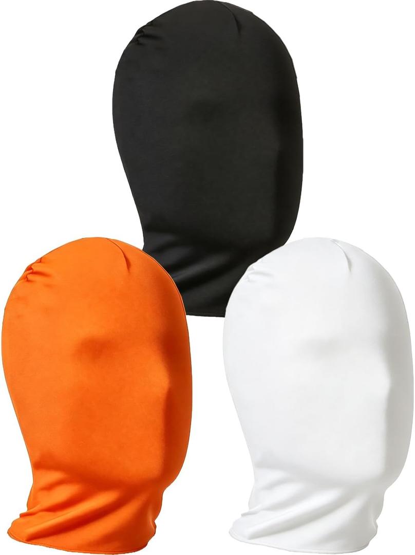 3 Pieces Full Face Mask, Stretchy Faceless Cloth Masks, Statue Inflatable Costume Accessory for Adult Men Women