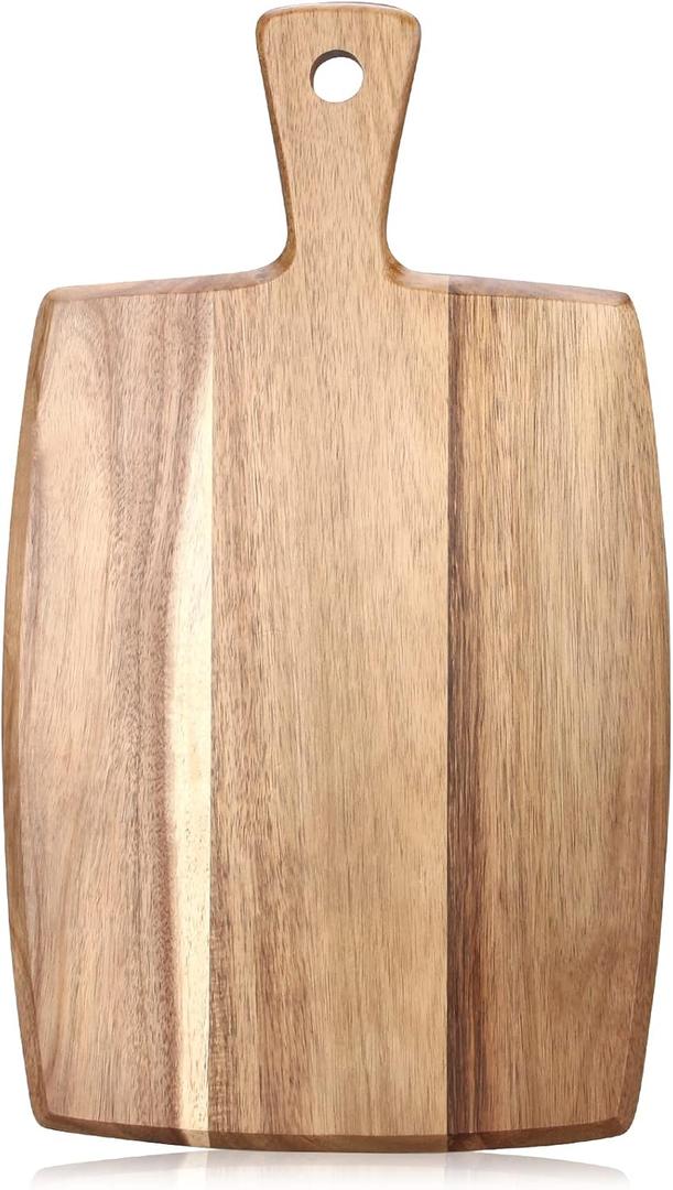 Acacia Wood Cutting Board with Handle Large Charcuterie Boards Wooden Chopping Board Decorative Big Cutting Boards for Kitchen Meat Teak Bread Cheese Board Platter Butcher Block Food Serving Tray, 17" X 10"