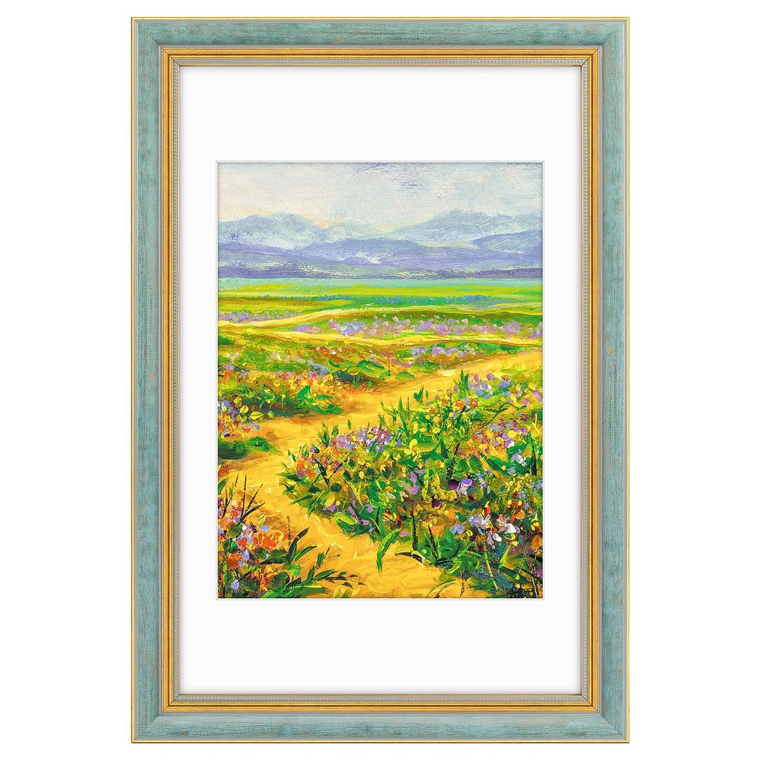 Golden State Art,11x17 Ornate Picture Frame Holds 9x12 Photo,Black Gold