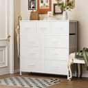 Sweetcrispy 9 Drawer Fabric Dresser Storage Tower Drawer Organizer, White, 11.8"D x 39.6"W x 39.8"H