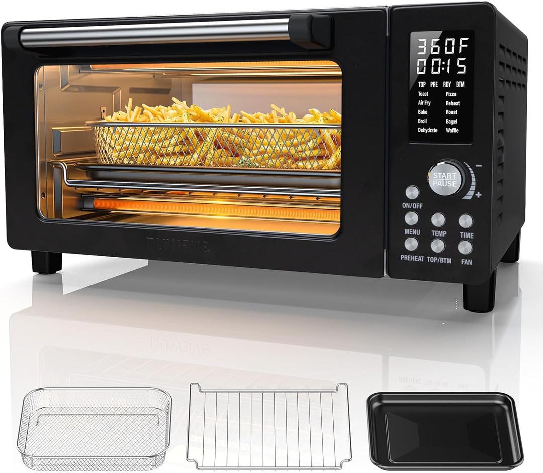 Nuwave Bravo Pro Convection Air Fryer Toaster Oven Combo, 2025 New and Improved, 10-in-1, 50-450F Temp Controls, Quick & Even Crisp Technology, 21Qt Capacity, Black, PFAS Free