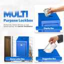 Metal Donation Box-Suggestion Box with Slot and lock-Cash Lock box for Money-Secure Drop Box-Comment and ballot voting box-comes with pre-drilled holes for easy wall mounting 10 X 6 X 2.5"(Blue)