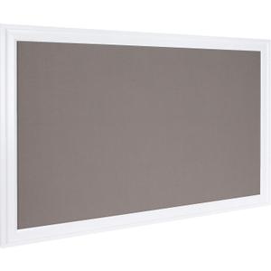 Design Ovation Bosc Transitional Framed Gray Fabric Pinboard, 27.5" x 43.5", White, Ready to Use Linen Bulletin Board for Wall