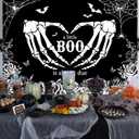 Mocsicka Halloween Baby Shower Backdrop Gothic Skeleton Love Hands Baby Shower Background A Little Boo is Almost Due Party Decorations Banner Photo Studio Props (8x6ft)