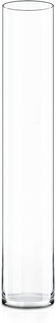 CYS Excel Clear Glass Cylinder Vase (H:28" D:4") | Glass Flower Vase Centerpieces | Hurricane Floating Candle Holder Vase