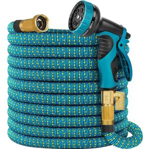 Expandable Garden Hose 75 ft, 2026 New Flexible Water Hose 75ft with 10 Function Spray Nozzle, Lightweight, No Kink, No Tangle, Expanding Hose With 3/4" Solid Brass Fittings