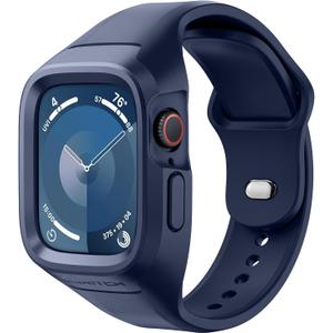 SURITCH Sport Band for Apple Watch Ultra 3/2/1 49mm & iWatch Series 9/8/7/6/5/4/SE3/SE2/SE 45mm 44mm 41mm 40mm, Soft Silicone Shockproof Rugged Protective Strap with Case for Women Men