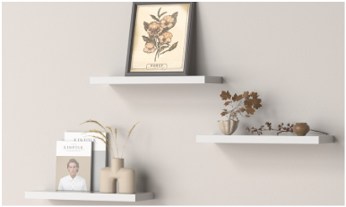 AMADA HOMEFURNISHING Floating Shelves, Wall Shelves for Bathroom/Living Room/Bedroom/Kitchen Decor, White Shelves with Invisible Brackets Set of 3 - AMFS08 | AMADA HOMEFURNISHING, Floating Shelves, Wall Shelves, for Bathroom, for Living Room, for Bedroom (15.7 Inches)