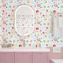 Watercolor Boho Floral Wallpaper 12"x100" Colorful Wildflower Wallpaper Peel and Stick Boho Contact Paper for Cabinets Drawers Self Adhesive Removable Vinyl Wraps for Nursery Kids Room (White/Red/Green/Blue)