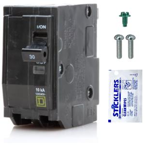 Genuine Square D QO230 Circuit Breaker Kit, 30 Amp (30A) Double Pole (2 Pole), 120/240V AC, 10kAIC, Plug-in Mount for QO Load Centers & Panels, Visi-Trip Indicator, New Replacement