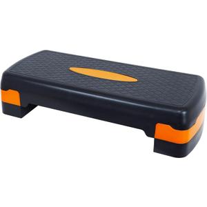 Fitvids Aerobic Step Platform Trainer with Adjustable 2-Level Risers, 400 Pound Weight Capacity  Non-Slip Exercise Stepper (Black/Orange)