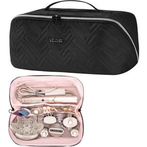 Leudes Hair Tools Travel Bag For Dy son Airwrap Hair Dryer Shark Flex Style Carrying Case Travel Makeup Bag Portable Pouch Open Flat Packing Organizers with Divider and Handle (Black)