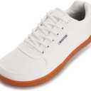 WHITIN Wide Toe Box Barefoot Sneakers for Women | Lightweight Canvas Minimalist Shoes (8, White Gum)