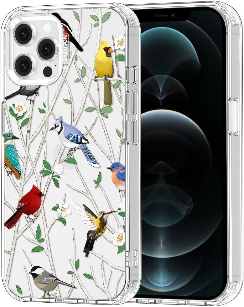 MOSNOVO Case for iPhone 12 & iPhone 12 Pro, [Buffertech 6.6ft Military-Grade Drop Protection] [Anti Peel Off Tech] Clear TPU Bumper Phone Case Cover Design - Wild Bird