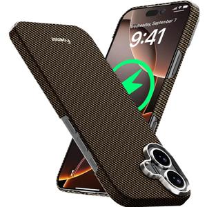 Aramid Fiber for iPhone 17, Compatible with MagSafe, Ultra Thin & Lightweight Case for iPhone 17, Kevlar Aramid Fiber with Ultra-Slim Caseless Feel (Plain/BlackGold)