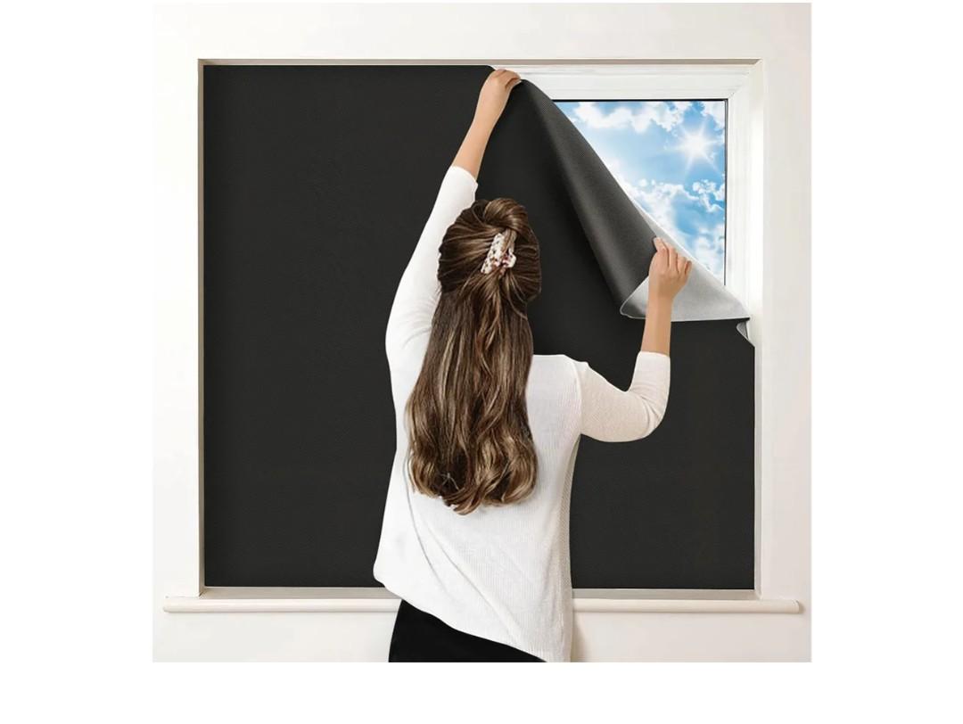 100% Blackout Curtains for Bedroom, Portable DIY Window Blinds, No Drill Window Shades & Blackout Blinds with Stickers & Tabs for Travel, Dorm Room, Media Room (118" x 57")