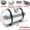 JSD 2.9 Gallons 8" x14" Aluminum Spun Round Gas Tank Fuel Cell Tank Center Fill 1/4" NPT Outlet