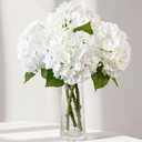 Leftover Hydrangea Artificial Flowers,4 Pcs Real Touch Hydrangea Flowers with 3 Pcs Butterflies for Centerpiece Table Decorations,Floral Arrangements for Coffee Table Decor Living Room Decor