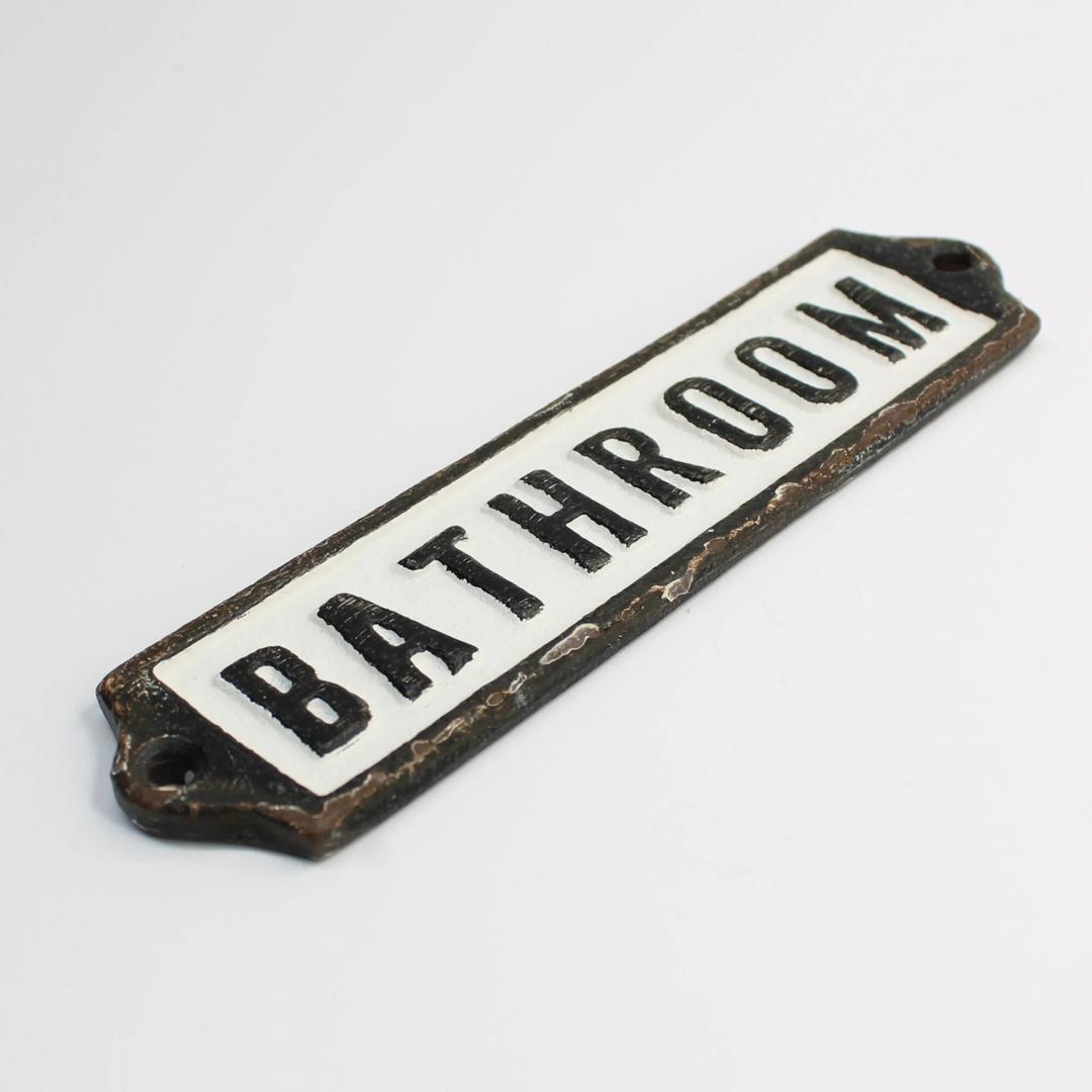 Bathroom Signs Decorative Cast Iron Retro Metal Door Plaque Women Men Farmhouse Cute Decoration for Restroom Home Decor Wall Art Decor for Office Shop Hotel Bar Restaurant, 4.92 x 1.38, Black