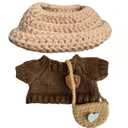 Clothes for Labubu(NO Doll), 15cm/17cm Doll Accessories Suit ,Handcrafted Crochet 3-Piece Set,Premium Outfit with Accessories for , Stylish Clothes for Dolls, Play & Collector