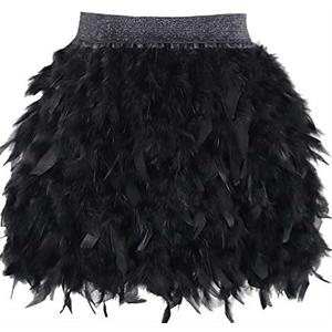 L'VOW Women's Sexy Mid Waist Mini A-line Feather Skirt for Party Wedding Halloween, XL