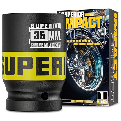 Aiourx 3/4" Drive Impact Socket, 35 mm Deep Socket, Metric Axle Nut Socket, 6 Point, CR-MO, Automotive, Truck Maintenance, Heavy Equipment Repair