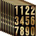 Tenare 96 Pieces 8 Set Mailbox Numbers Vinyl Waterproof Numbers 0-9 Self Adhesive Reflective for Outside Signs Door Trucks Address Trash Cars Home Business(3 Inch,Gold in Black)