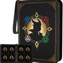 Trading Card Binder, Card Collection Binder 4 Pocket with 50 Removable Sleeves 400-Pocket Compact 3-Ring Zipper Album, Durable Trading Card Holder for TCG/MTG Collectors (Grimoire)