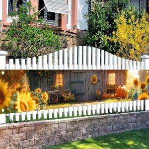 HOMETITUTE Fall Thanksgiving Banner Autumn Harvest Pumpkin Sunflower Hanging Banner Harvest Barn Background Banners Autumn Thanksgiving Party Supplies 118 x 20 inchs