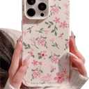 Compatible with iPhone 11 Pro Max Case White Pink Vintage Flowers Peach Fragmented Floral Pattern Design for Women Girls Soft Anti-Fall Shockproof Protective Cover
