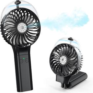 COMLIFE Portable Handheld Misting Fan, 3000mAh Rechargeable Battery Operated, 180 Foldable, Mini Personal Fan with Water Sprayer for Travel, Makeup, Home, Office, Camping, Outdoors (Black)