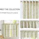 Vangao Green Floral Linen Blend Curtains for Living Room 84 Inches Long Farmhouse Curtains for Bedroom Vintage Print on Beige Light Filtering Window Drapes Back Tab Rod Pocket 2 Panels