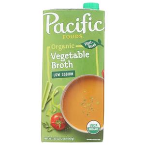 Pacific Foods Organic Low Sodium Vegetable Broth, 32 oz (EXP 12/25/26)