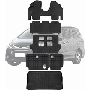 Floor Mats & Trunk Mats for 2011-2017 Honda Odyssey, TPE All Weather Protection 3 Rows Car Floor Liners with Cargo Liners Covering The backrest Accessories