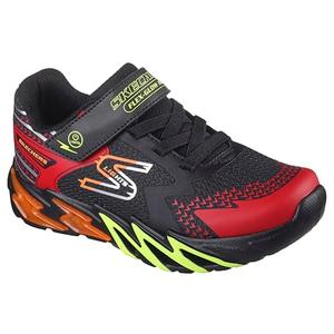 Skechers Kids Boys Flex-Glow Bolt Sneaker, Black/Red, 3.5 Big Kid