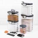 ProKeeper+ Airtight Food Storage Container Set Clear Plastic Flour and Sugar Canister Set with Magnetic Accessories for Kitchen Organization (Grey, 9-Piece)