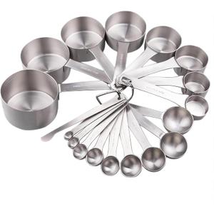 Smithcraft Measuring Cups and Spoons Set, 18/8 Stainless Steel Measuring Cups and Spoons for Kitchen & Baking, Heavy Duty Metric & US 8 Measuring cups, 9 Measuring Spoons Set