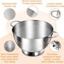 Stainless Steel Colander Set of 3 (1.5-3-5Quart) | Durable Rice and Pasta Strainer with Handle | Oversized Handles | Nesting Design | Rust-Resistant & Dishwasher Safe
