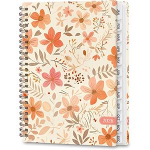2 x 2026 Planner, Weekly and Monthly Calendar Planner Book, Jan 2026 - Dec 2026, Planning Agenda for Desk Accessories and School Supplies - A5 (6.3'' x 8.5'') (Orange Petal)