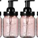 Amolliar Plastic Foaming Soap Dispenser with Pump Lid, 16Oz Refillable Foam Hand Soap Dispenser Set, Clear Dish Soap Bottles with Waterproof Lable for Farmhouse Kitchen Bathroom (4 Pack, Black)