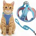 Escape Proof Cat Harness and Leash, Cat Collars, Harnesses & Leashes, Escape-Proof Cat Harness Set, Adjustable Step-in Pet Harness for Walking for Cats/Dogs (Blue, L)