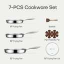 CAROTE 7-Piece Tri-Ply Stainless Steel Frying Pan Set, Skillet Set 8"/10"/12", Induction Compatible, Oven & Dishwasher Safe, Silver Handle
